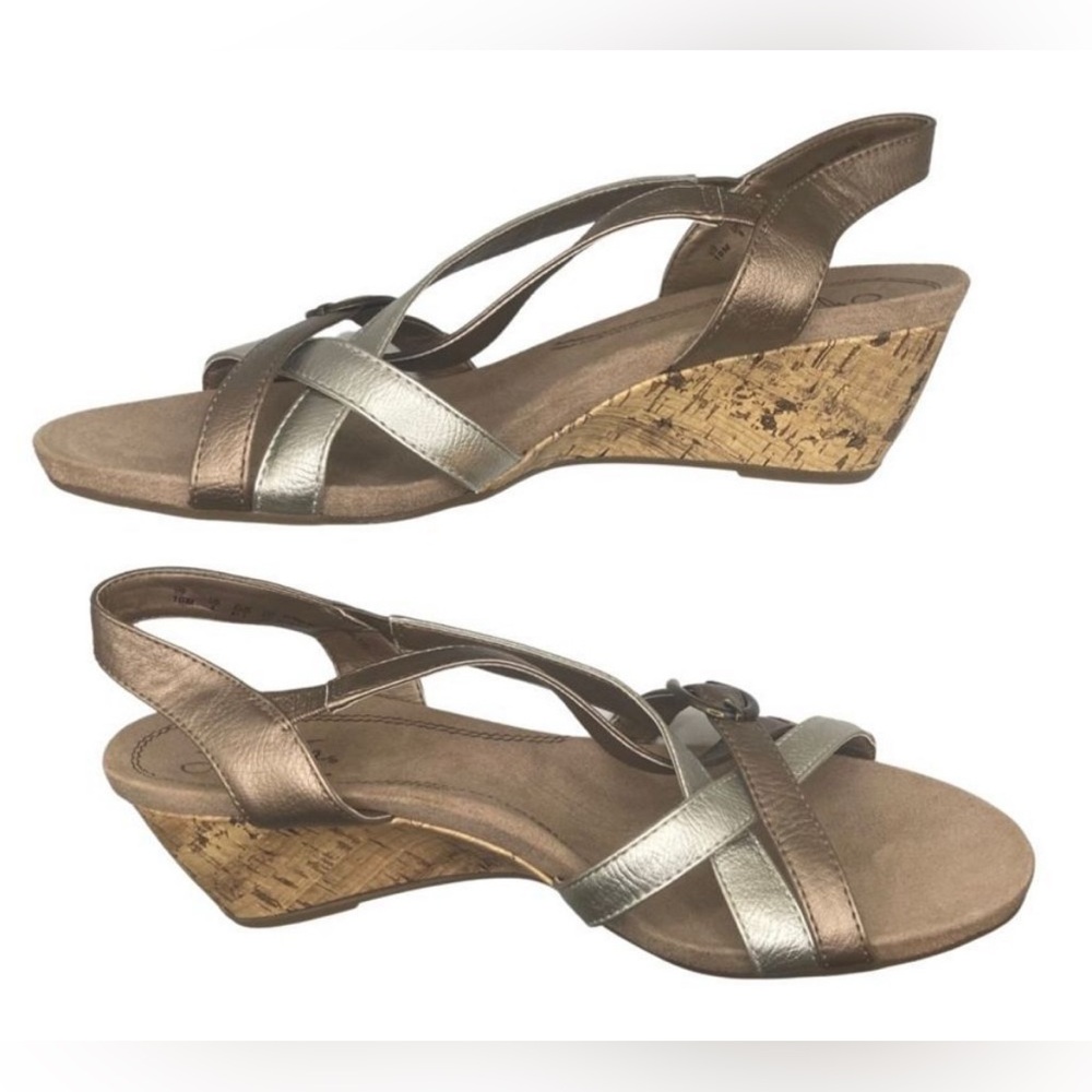 Life Stride metallic cork wedge sandal, 10